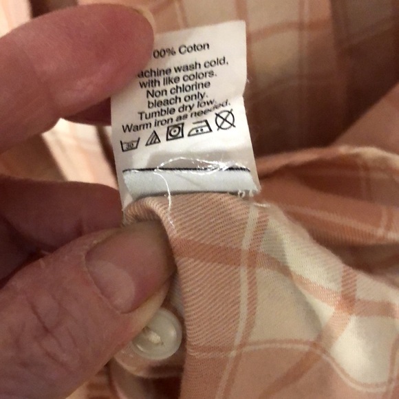 MADEWELL Dusty Peach Plaid Flannel Long Sleeve Button Up Blouse Size XS - Picture 10 of 10